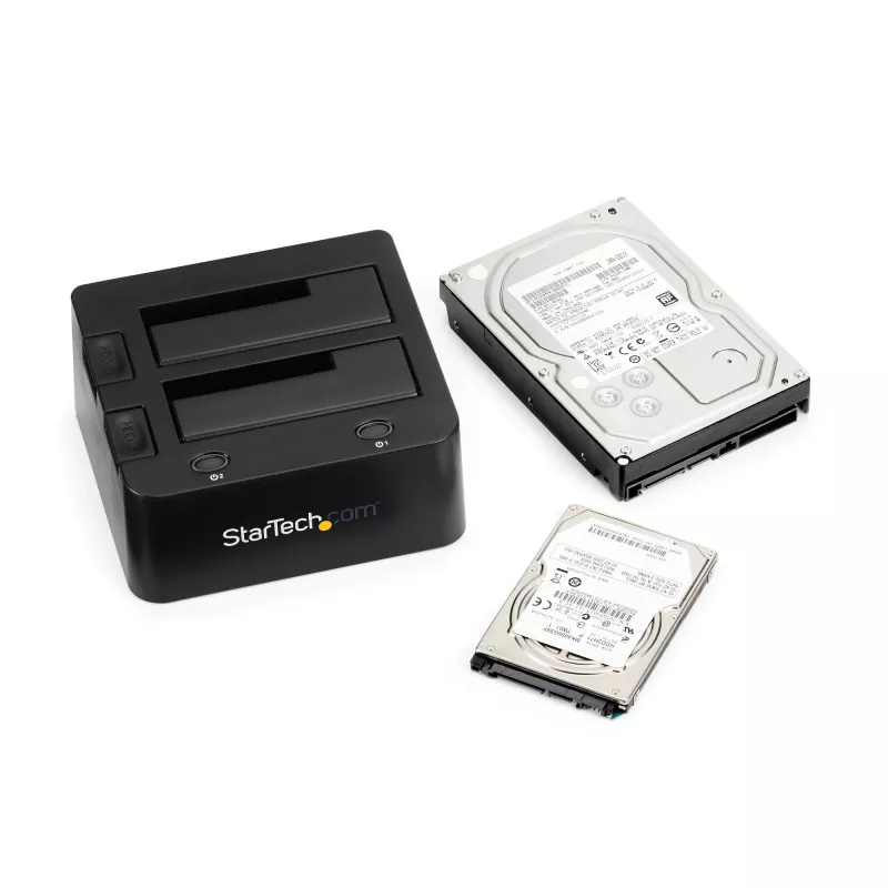 StarTech.com Dual-Bay USB 3.0 zu SATA und IDE Festplatten-Dockingstation, USB-Festplattendock, externes 2,5/3,5 Zoll SATA I/II/III und IDE (40-Pin) SSD/HDD-Dockingstation, Hot-Swap-Festplattenschächte, Top-Loading