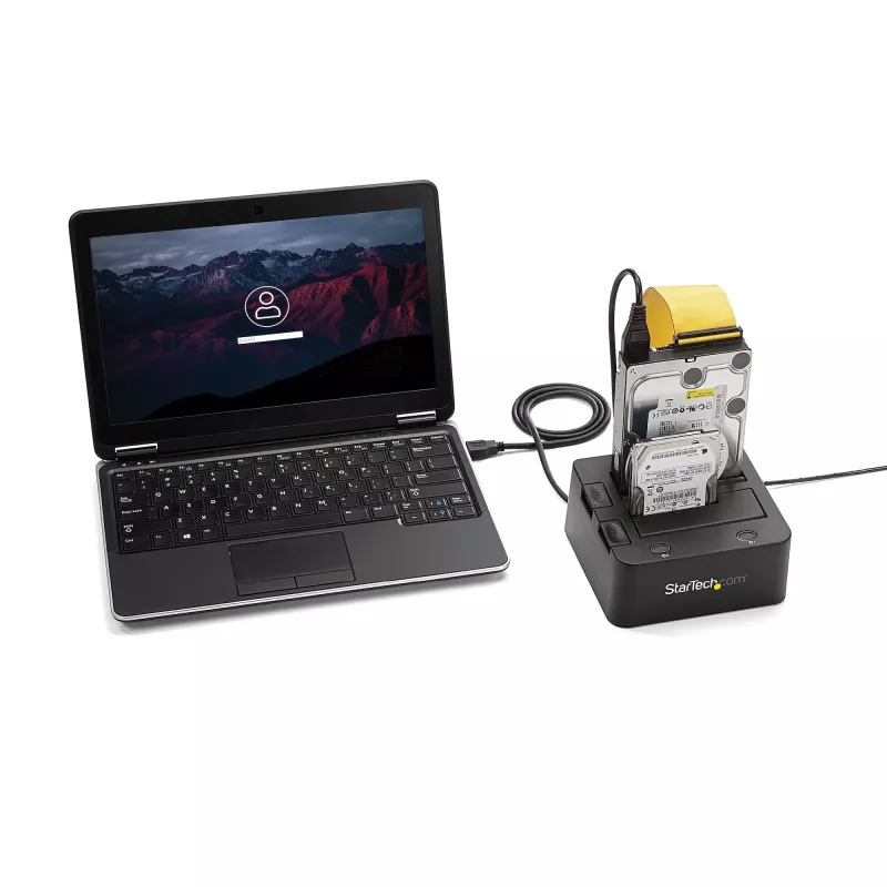 StarTech.com Dual-Bay USB 3.0 zu SATA und IDE Festplatten-Dockingstation, USB-Festplattendock, externes 2,5/3,5 Zoll SATA I/II/III und IDE (40-Pin) SSD/HDD-Dockingstation, Hot-Swap-Festplattenschächte, Top-Loading