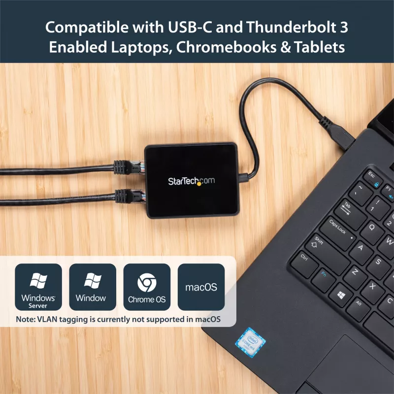 StarTech.com USB-C auf Dual Gigabit Ethernet Adapter mit USB (Typ-A) Anschluss