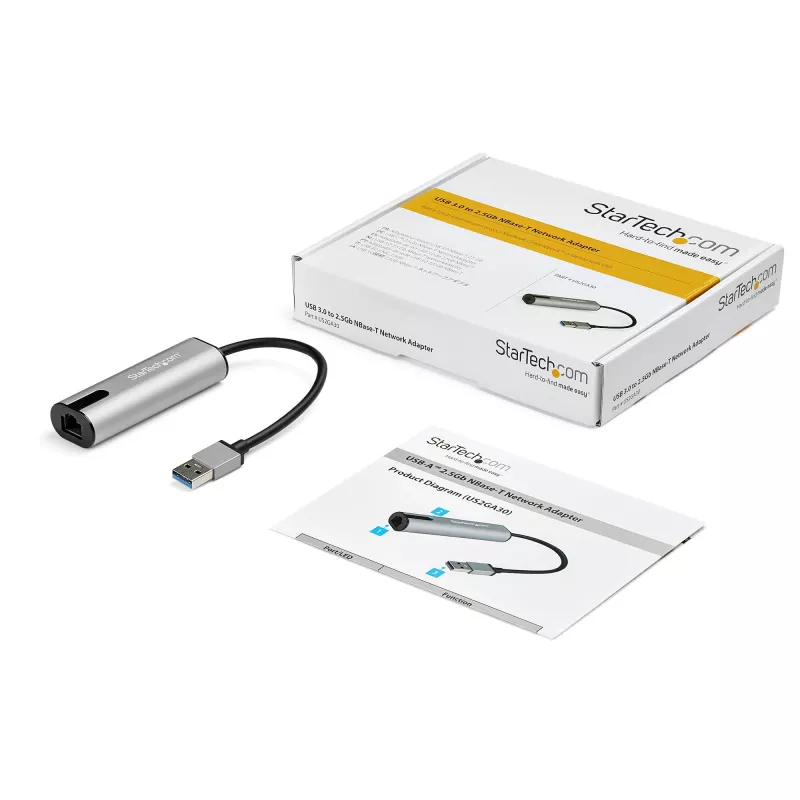 StarTech.com 2.5GbE USB-A-auf-Ethernet-Adapter – NBASE-T NIC – USB 3.0 Typ A 2,5 GbE/1 GbE Multi-Speed-Gigabit-Netzwerk – USB 3.1 Laptop auf RJ45/LAN – Lenovo X1 Carbon, HP EliteBook/ZBook