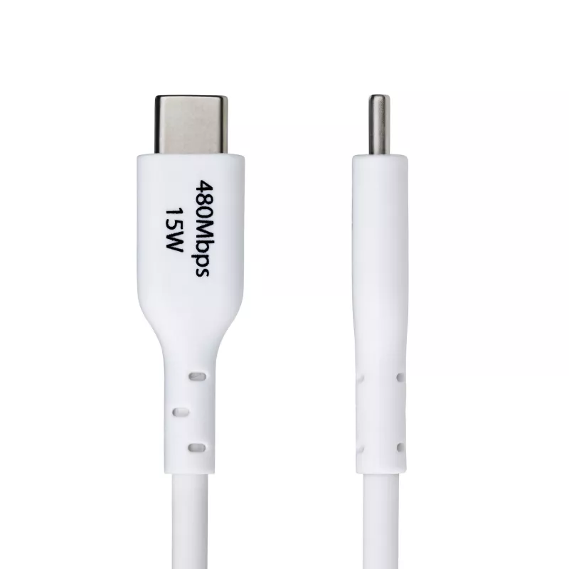 StarTech.com 2m USB-A auf USB-C Ladekabel, Laden & Synchronisieren, 3A, USB 2.0, TPE-Mantel - Weißes USB-Ladekabel