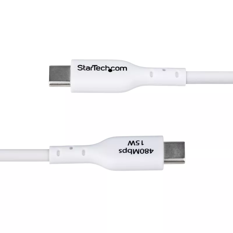 StarTech.com 2m USB-A auf USB-C Ladekabel, Laden & Synchronisieren, 3A, USB 2.0, TPE-Mantel - Weißes USB-Ladekabel