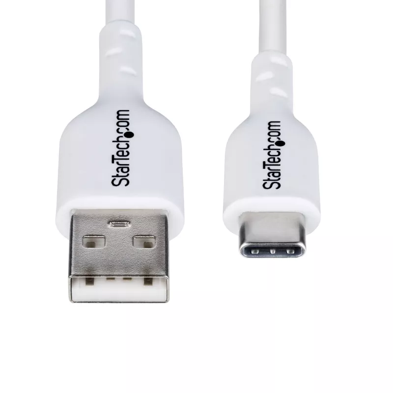 StarTech.com 2m USB-A auf USB-C Ladekabel, Laden & Synchronisieren, 3A, USB 2.0, TPE-Mantel - Weißes USB-Ladekabel