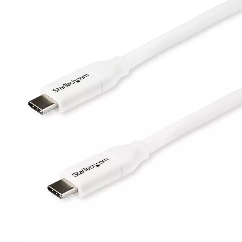 StarTech.com USB-C-auf-USB-C-Kabel mit 5 A PD – M/M – Weiß – 2 m – USB 2.0 – USB-IF-zertifiziert