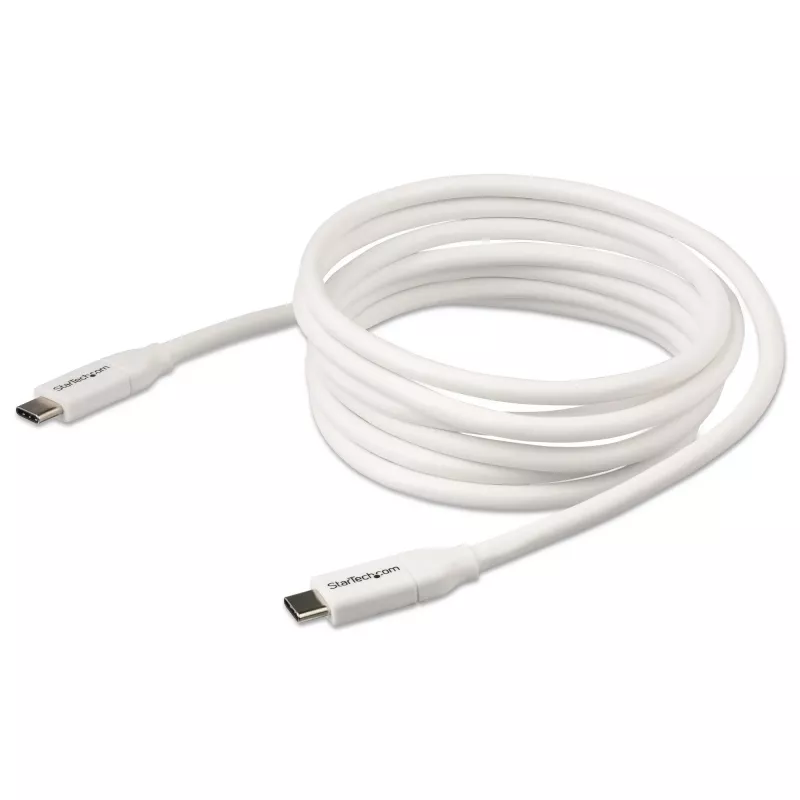 StarTech.com USB-C-auf-USB-C-Kabel mit 5 A PD – M/M – Weiß – 2 m – USB 2.0 – USB-IF-zertifiziert