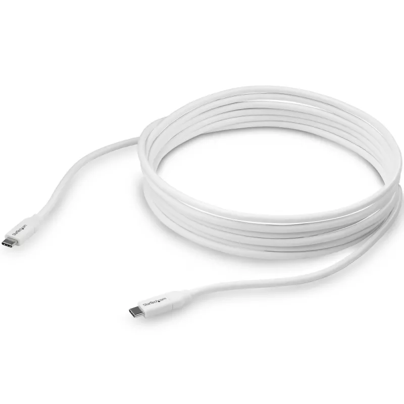 StarTech.com USB-C-auf-USB-C-Kabel mit 5A PD - M/M - Weiß - 4 m - USB 2.0 - USB-IF-zertifiziert