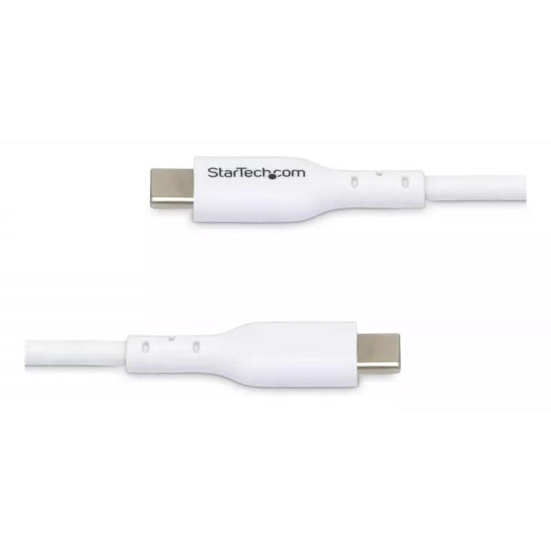 StarTech.com 2m weißes USB-C-Ladekabel, USB-C-Kabel, USB 2.0 Typ-C Laptop-Ladekabel, 60W 3A Power Delivery, TPE-Mantel, USB-C-Datenübertragungskabel, M/M