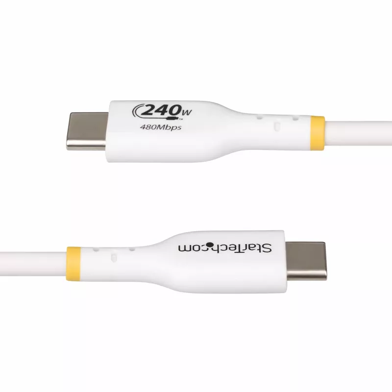 StarTech.com 2m Weißes USB-C-Ladekabel, USB-IF-zertifiziertes USB-C-Kabel, 240W PD EPR, USB 2.0 Typ-C Laptop-Ladekabel, USB-C Datenkabel, TPE-Mantel
