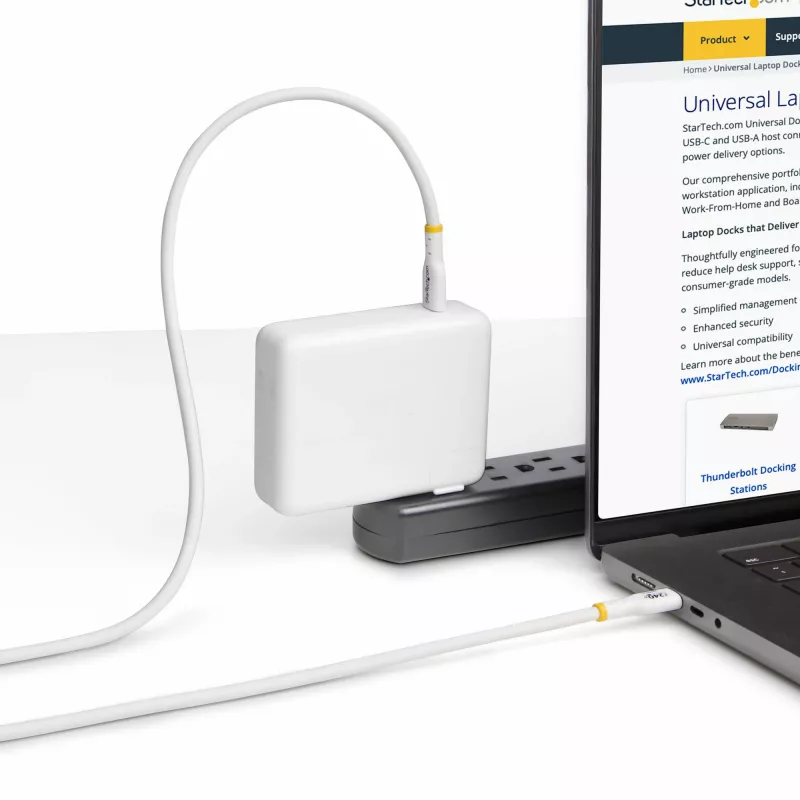 StarTech.com 2m Weißes USB-C-Ladekabel, USB-IF-zertifiziertes USB-C-Kabel, 240W PD EPR, USB 2.0 Typ-C Laptop-Ladekabel, USB-C Datenkabel, TPE-Mantel