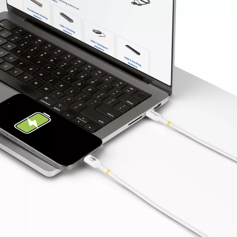 StarTech.com 2m Weißes USB-C-Ladekabel, USB-IF-zertifiziertes USB-C-Kabel, 240W PD EPR, USB 2.0 Typ-C Laptop-Ladekabel, USB-C Datenkabel, TPE-Mantel
