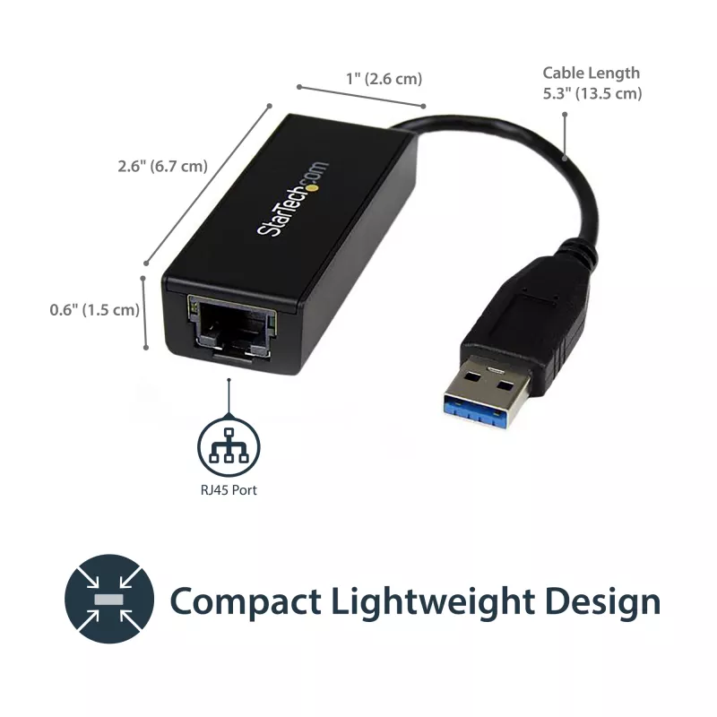 StarTech.com USB 3.0 zu Gigabit Ethernet Netzwerkadapter, 10/100/1000 Mbit/s, USB zu RJ45, USB 3.0 zu LAN Adapter, USB 3.0 Ethernet Adapter (GbE), TAA-konform