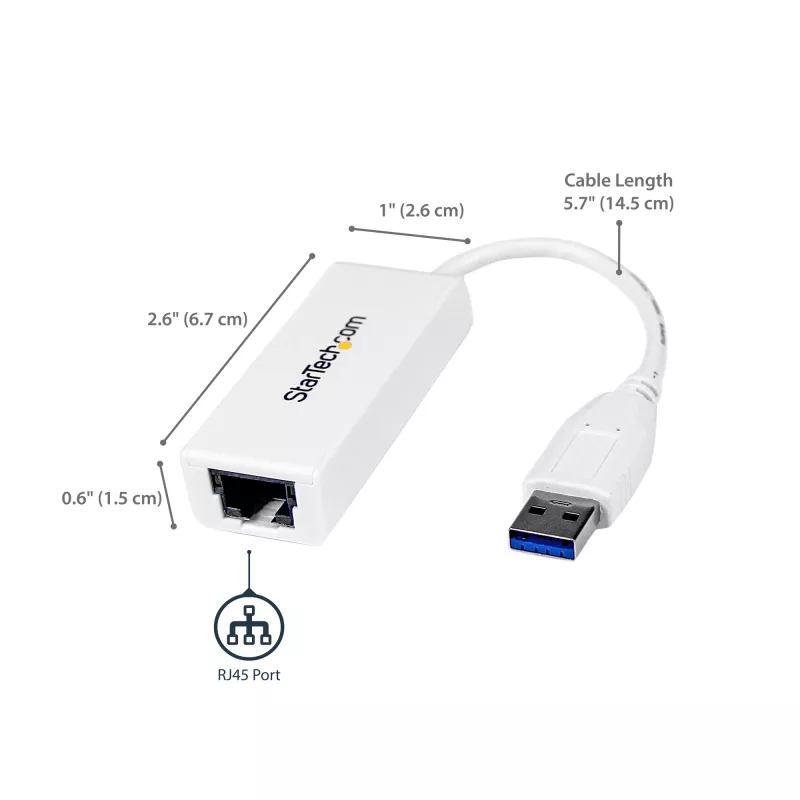 StarTech.com USB 3.0 auf Gigabit Ethernet Netzwerkadapter, 10/100/1000 Mbit/s, USB auf RJ45, USB 3.0 auf LAN Adapter, USB 3.0 Ethernet Adapter (GbE), TAA-konform