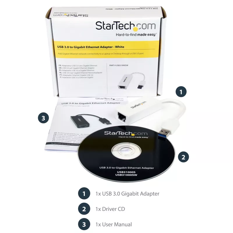 StarTech.com USB 3.0 auf Gigabit Ethernet Netzwerkadapter, 10/100/1000 Mbit/s, USB auf RJ45, USB 3.0 auf LAN Adapter, USB 3.0 Ethernet Adapter (GbE), TAA-konform