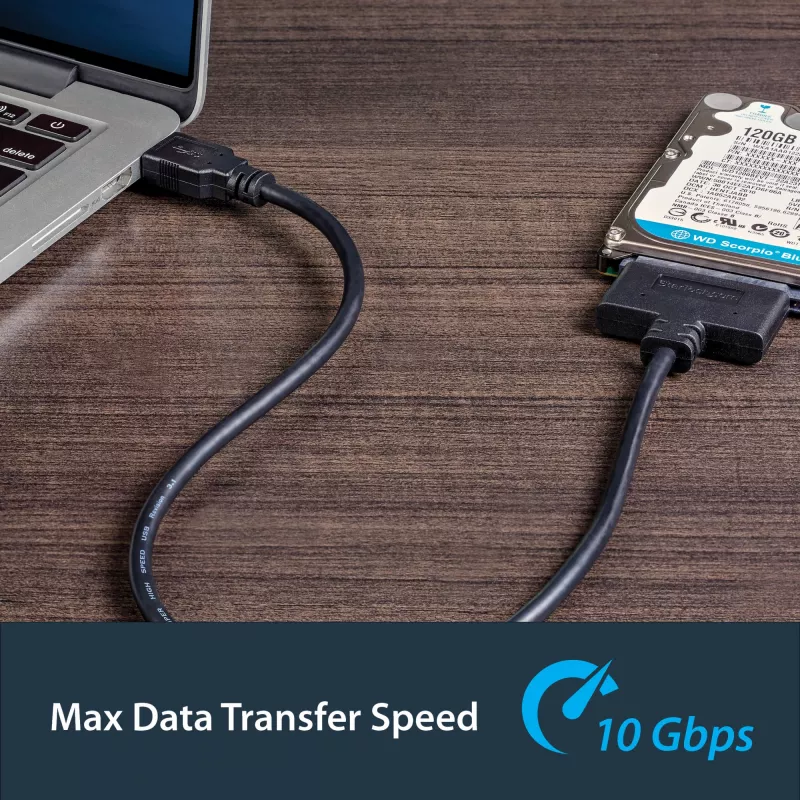 StarTech.com USB 3.1 auf 2,5 Zoll SATA Festplattenadapter – USB 3.1 Gen 2 10 Gbit/s mit UASP externer HDD/SSD Speicherkonverter