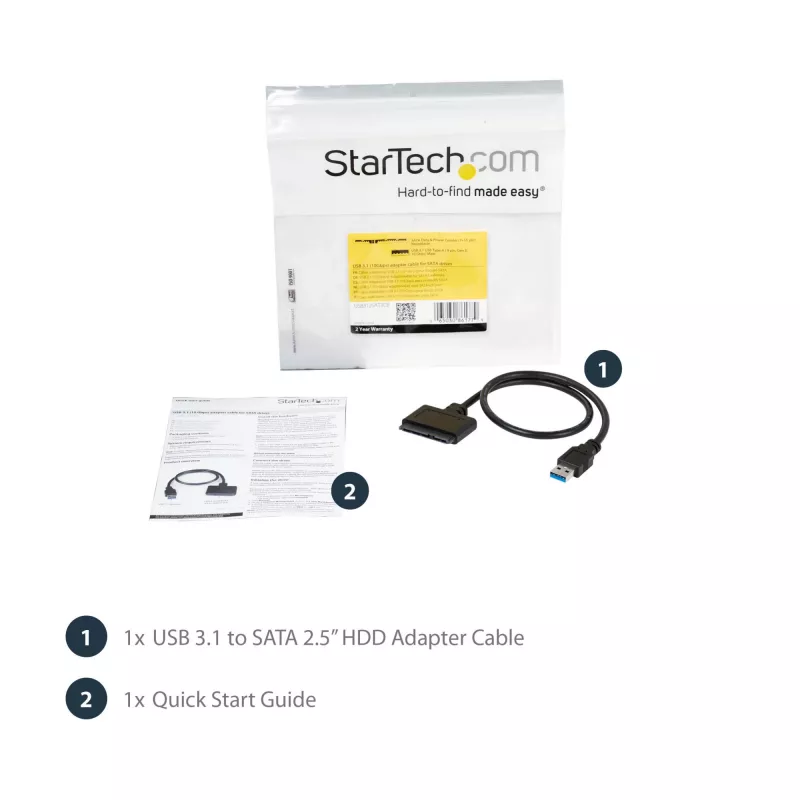 StarTech.com USB 3.1 auf 2,5 Zoll SATA Festplattenadapter – USB 3.1 Gen 2 10 Gbit/s mit UASP externer HDD/SSD Speicherkonverter