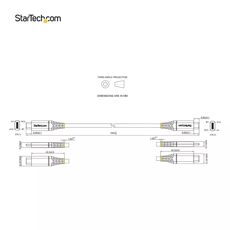 StarTech.com 3ft (1m) USB-C-Kabel 10 Gbit/s – USB-IF-zertifiziertes USB-C-Kabel – USB 3.1 Type-C-Kabel – 100W (5A) Power Delivery Laden, DP Alt Mode – USB-C-auf-C-Kabel – Laden & Synchronisieren