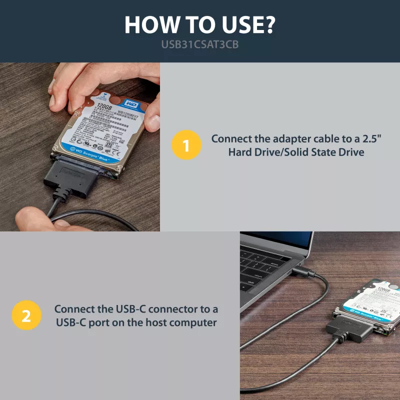 StarTech.com USB 3.1 (10 Gbit/s) Adapterkabel für 2,5-Zoll-SATA-Laufwerke – USB-C