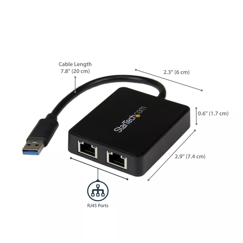 StarTech.com USB 3.0 auf Dual-Port Gigabit Ethernet Adapter NIC mit USB-Port