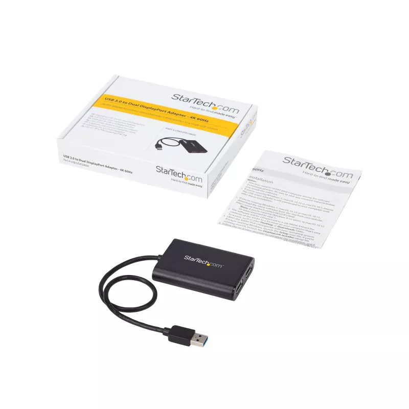 StarTech.com USB 3.0 auf Dual DisplayPort Adapter – 4K 60Hz, 3.2 Gen 1 (3.1 Gen 1), USB Typ-A, DisplayPort-Ausgang, 4096 x 2160 Pixel