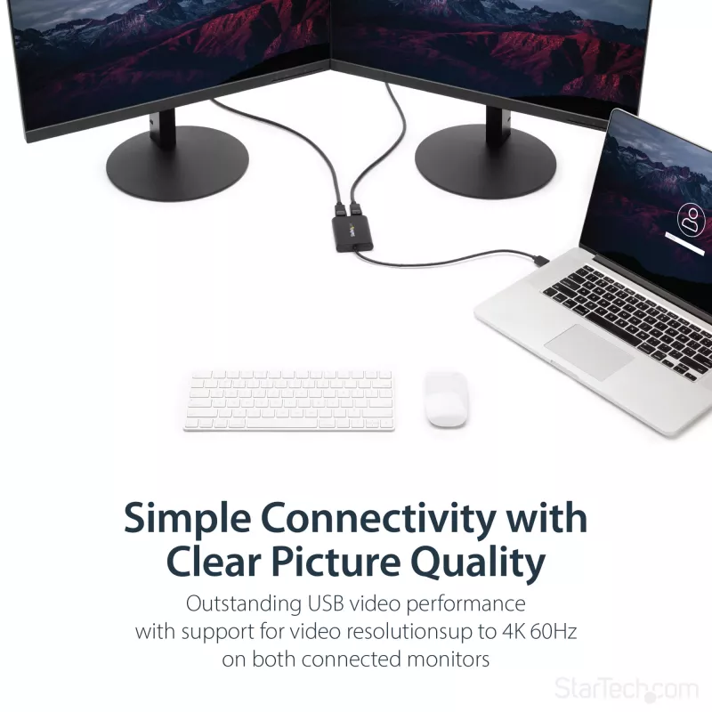 StarTech.com USB 3.0 auf Dual DisplayPort Adapter – 4K 60Hz, 3.2 Gen 1 (3.1 Gen 1), USB Typ-A, DisplayPort-Ausgang, 4096 x 2160 Pixel