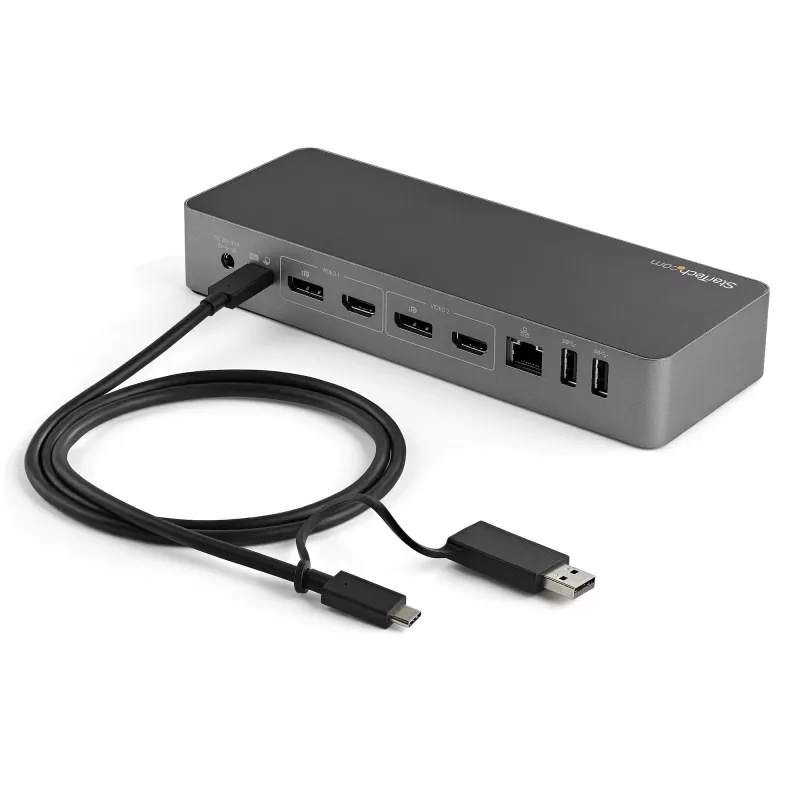 StarTech.com 3ft (1m) USB-C-Kabel mit USB-A-Adapter-Dongle – Hybrides 2-in-1-USB-C-Kabel mit USB-A – USB-C-auf-USB-C (10 Gbit/s/100W PD), USB-A-auf-USB-C (5 Gbit/s) – Ideal für hybride Dockingstation