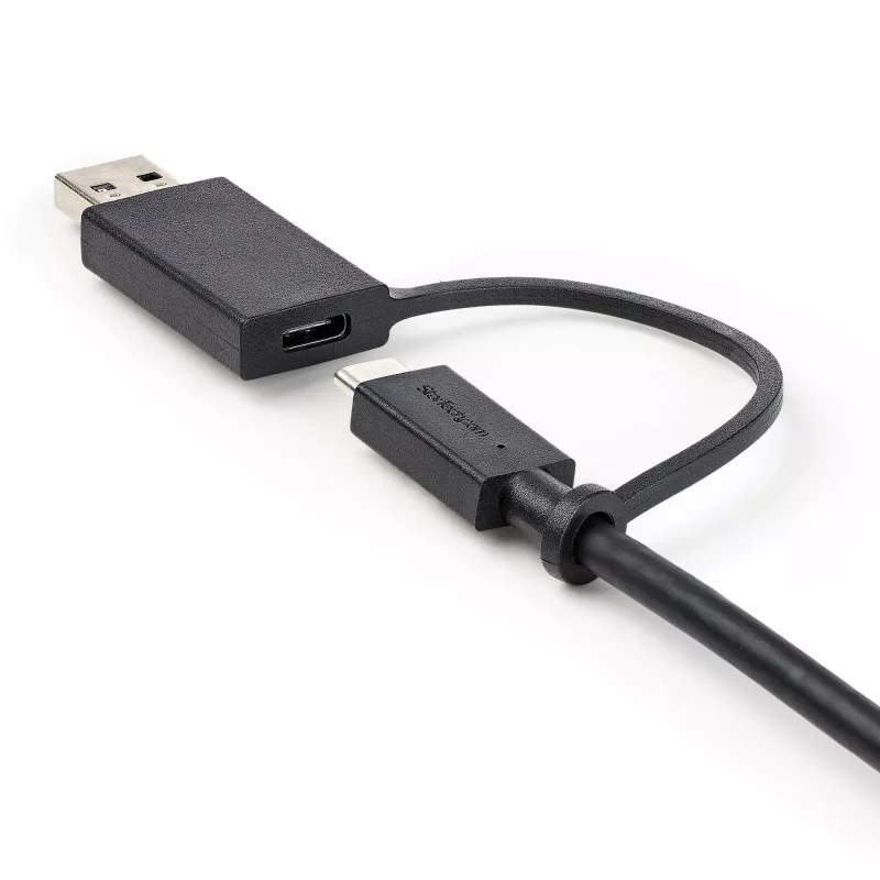 StarTech.com 3ft (1m) USB-C-Kabel mit USB-A-Adapter-Dongle – Hybrides 2-in-1-USB-C-Kabel mit USB-A – USB-C-auf-USB-C (10 Gbit/s/100W PD), USB-A-auf-USB-C (5 Gbit/s) – Ideal für hybride Dockingstation