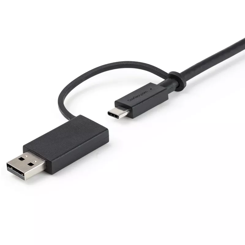 StarTech.com 3ft (1m) USB-C-Kabel mit USB-A-Adapter-Dongle – Hybrides 2-in-1-USB-C-Kabel mit USB-A – USB-C-auf-USB-C (10 Gbit/s/100W PD), USB-A-auf-USB-C (5 Gbit/s) – Ideal für hybride Dockingstation