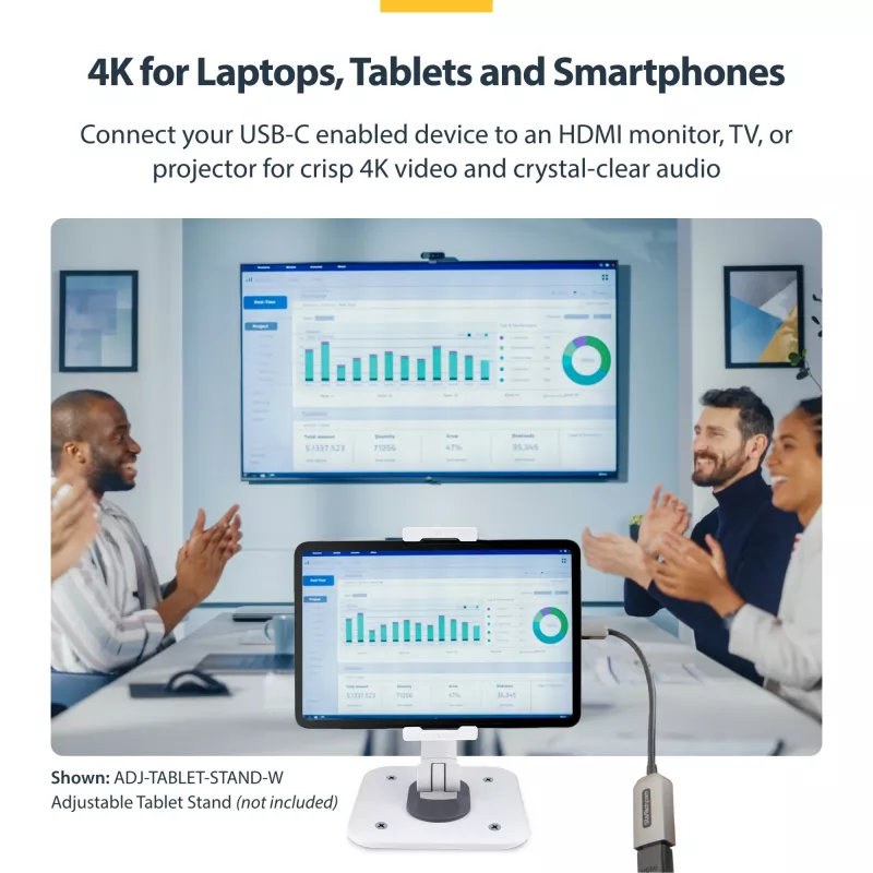 StarTech.com USB-C zu HDMI Adapter, 4K 60Hz Video, HDR10, USB-C zu HDMI Monitor Dongle, USB4 / Thunderbolt kompatibel