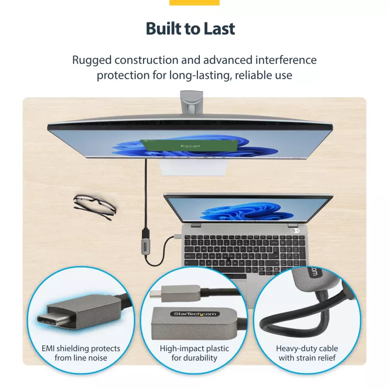 StarTech.com USB-C zu HDMI Adapter, 4K 60Hz Video, HDR10, USB-C zu HDMI Monitor Dongle, USB4 / Thunderbolt kompatibel
