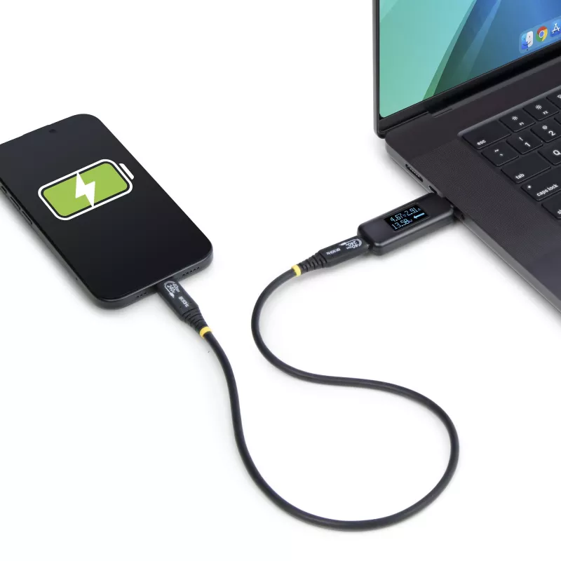 StarTech.com USB-C Power Tester, Digital Multimeter, bidirektionaler Spannungs- und Strommesser, bis zu 240W PD EPR, tragbarer USB-C Kabel- und Port-Leistungsmessgerät-Tester
