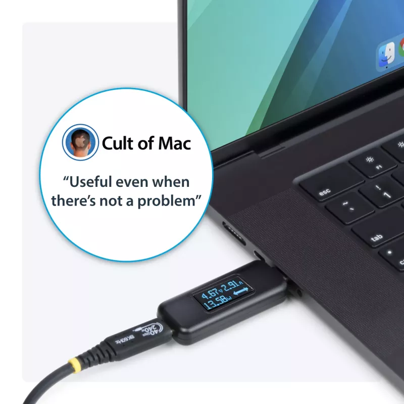 StarTech.com USB-C Power Tester, Digital Multimeter, bidirektionaler Spannungs- und Strommesser, bis zu 240W PD EPR, tragbarer USB-C Kabel- und Port-Leistungsmessgerät-Tester