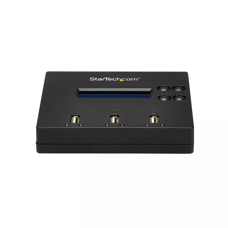 StarTech.com Standalone 1-zu-2 USB-Stick-Duplikator und -Radierer, Multi-USB-Flash-Laufwerk-Kopierer, System- und Datei- sowie Gesamtlaufwerkskopie mit 1,5 GB/min, Einfach- und 3-Pass-Löschung, LCD-Anzeige – TAA