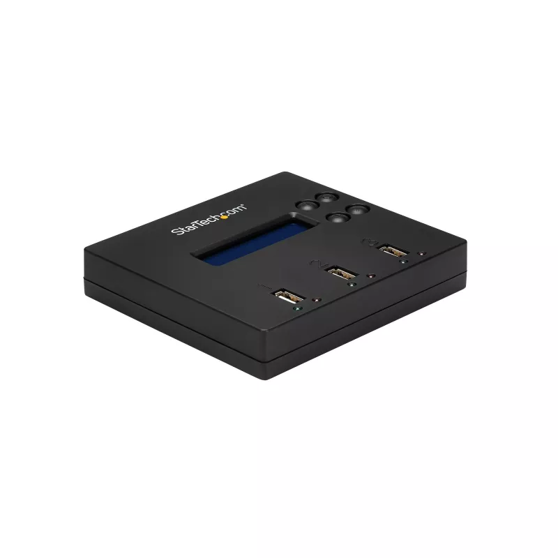 StarTech.com Standalone 1-zu-2 USB-Stick-Duplikator und -Radierer, Multi-USB-Flash-Laufwerk-Kopierer, System- und Datei- sowie Gesamtlaufwerkskopie mit 1,5 GB/min, Einfach- und 3-Pass-Löschung, LCD-Anzeige – TAA