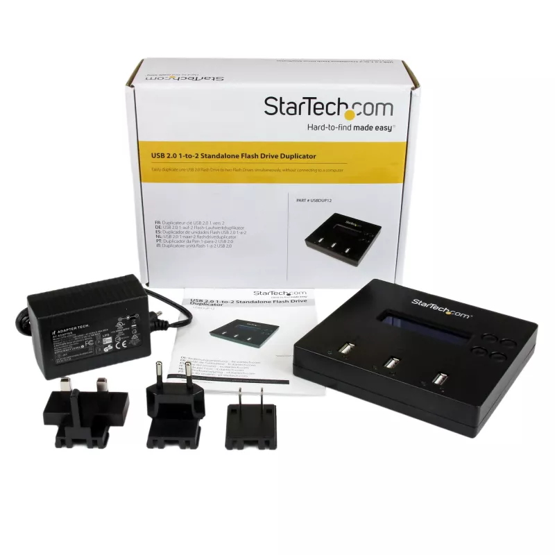 StarTech.com Standalone 1-zu-2 USB-Stick-Duplikator und -Radierer, Multi-USB-Flash-Laufwerk-Kopierer, System- und Datei- sowie Gesamtlaufwerkskopie mit 1,5 GB/min, Einfach- und 3-Pass-Löschung, LCD-Anzeige – TAA