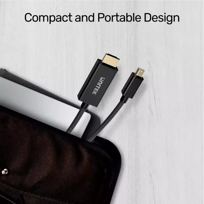 Videokabel-Adapter Unitek Mini DisplayPort auf HDMI 2 m, HDMI 1.4, 4K@30Hz, HDCP 2.0, vergoldete Kontakte, schwarz
