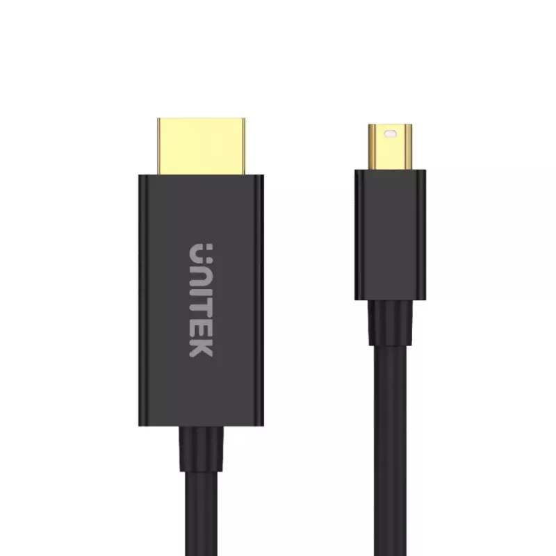 Videokabel-Adapter Unitek Mini DisplayPort auf HDMI 2 m, HDMI 1.4, 4K@30Hz, HDCP 2.0, vergoldete Kontakte, schwarz