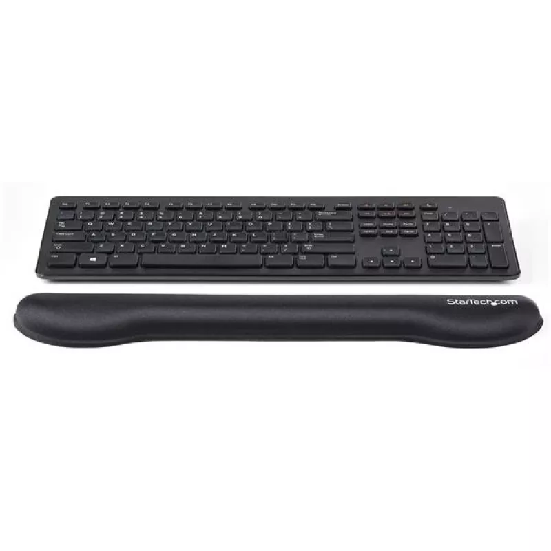 StarTech.com Schaumstoff-Tastaturhandballenauflage für ergonomische Tippunterstützung – Gepolsterte rutschfeste Tastaturkissen – Laptop- oder Desktop-Computer-Tastatur-Handgelenk-, Hand- und Armstütze – Weiche schwarze Nylon-Ruheauflage