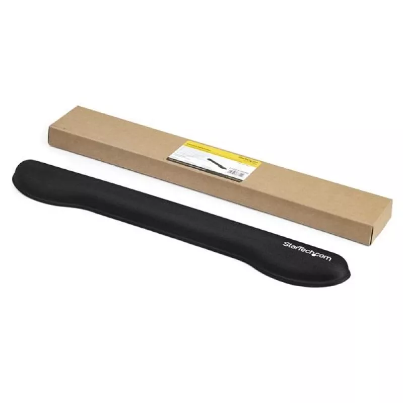 StarTech.com Schaumstoff-Tastaturhandballenauflage für ergonomische Tippunterstützung – Gepolsterte rutschfeste Tastaturkissen – Laptop- oder Desktop-Computer-Tastatur-Handgelenk-, Hand- und Armstütze – Weiche schwarze Nylon-Ruheauflage