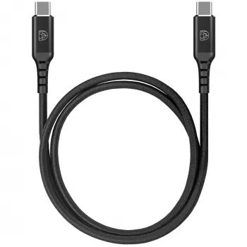 DEQSTER Nylon-Ladekabel USB-C auf USB-C, 1 m, USB C, USB C, 5 Gbit/s, Schwarz