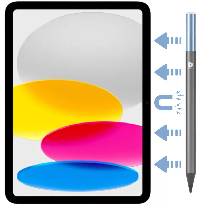 DEQSTER Pencil 2, Tablet, Apple, Blau, Grau, Apple iPads seit 2018, Grau, Aluminium, Polycarbonat (PC), Polyoxymethylen (POM)