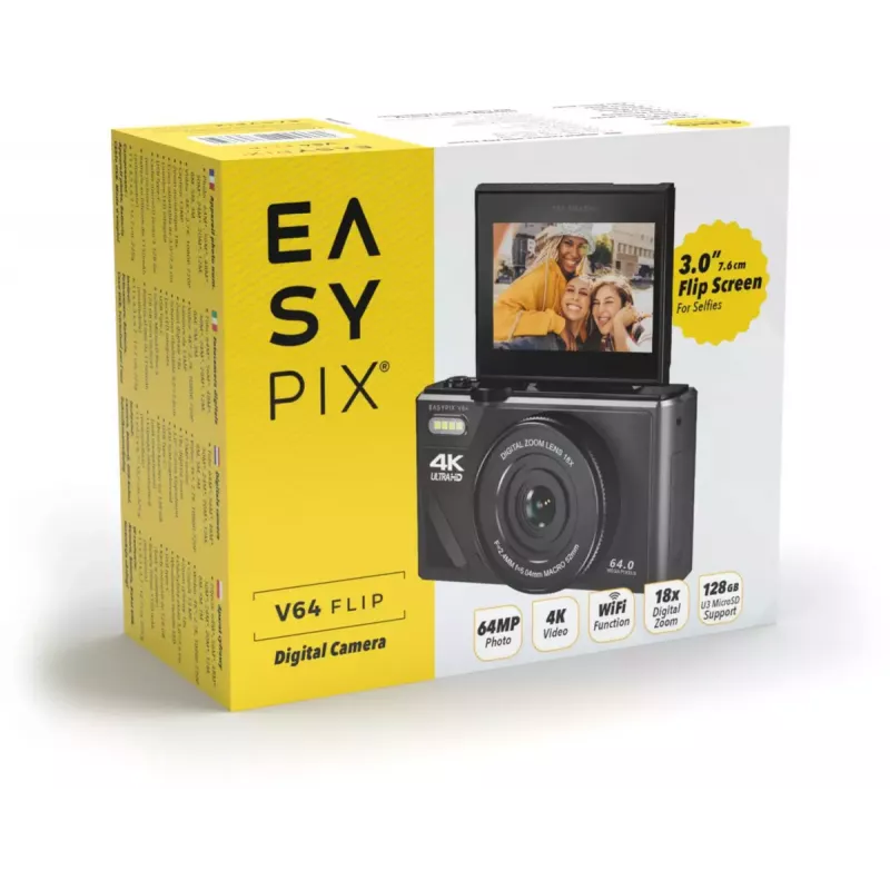 Kompakte Digitalkamera EASYPIX V64 Flip 20203 — 16 MP, 1080p Video