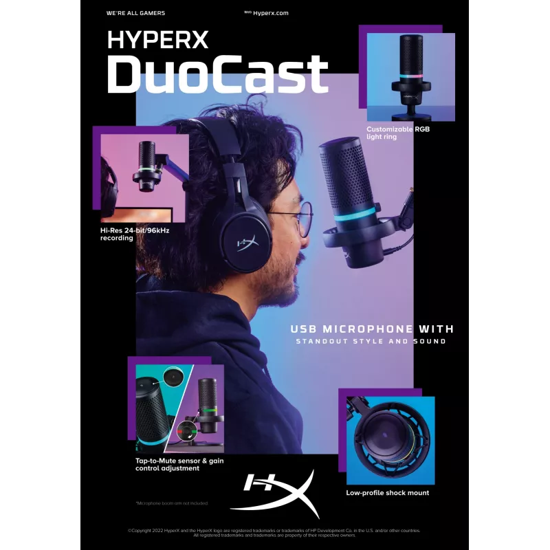HyperX DuoCast - USB-Mikrofon (Schwarz) - RGB-Beleuchtung