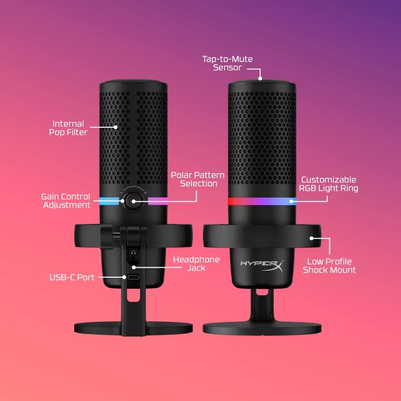 HyperX DuoCast - USB-Mikrofon (Schwarz) - RGB-Beleuchtung