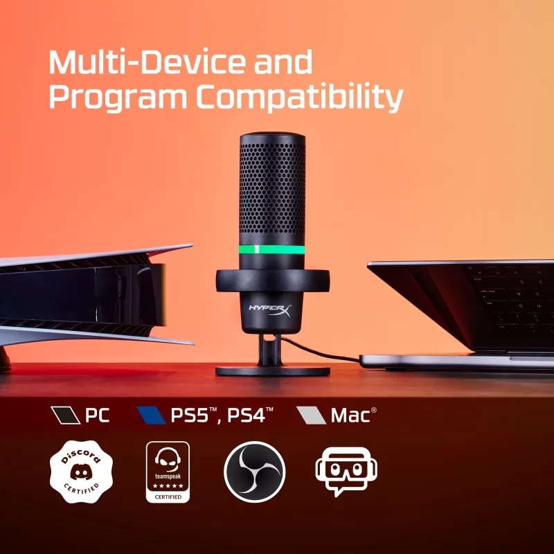 HyperX DuoCast - USB-Mikrofon (Schwarz) - RGB-Beleuchtung