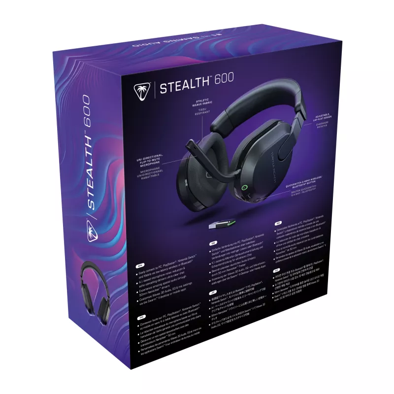 Turtle Beach Stealth 600 Schwarz PC Wireless Gaming Headset mit bis zu 80 Stunden Akkulaufzeit, 50-mm-Lautsprechern und Bluetooth für PC, PS5, PS4 und Mobilgeräte