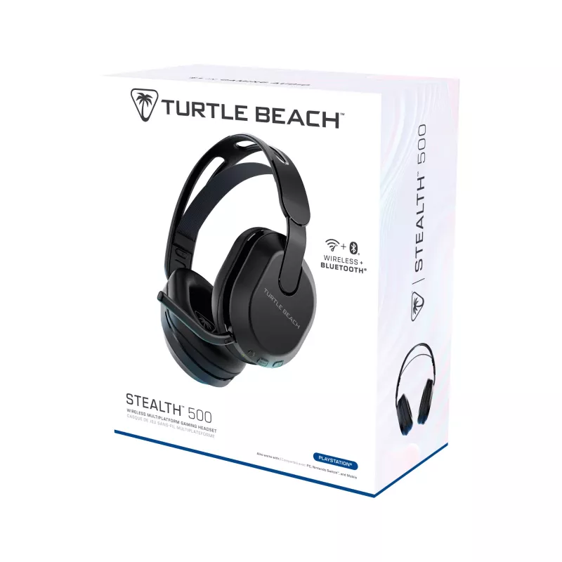 Turtle Beach Stealth 500 Schwarz PlayStation Kabelloses Gaming-Headset mit bis zu 40 Std. Akkulaufzeit und Bluetooth für PS5, PS4, PC und Mobilgeräte