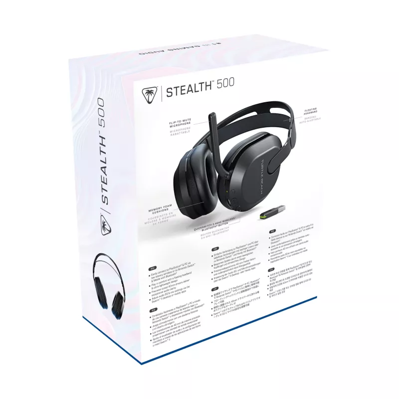 Turtle Beach Stealth 500 Schwarz PlayStation Kabelloses Gaming-Headset mit bis zu 40 Std. Akkulaufzeit und Bluetooth für PS5, PS4, PC und Mobilgeräte