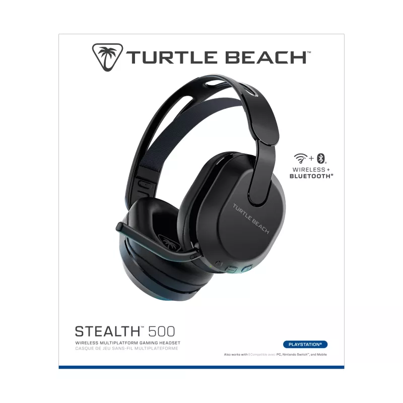 Turtle Beach Stealth 500 Schwarz PlayStation Kabelloses Gaming-Headset mit bis zu 40 Std. Akkulaufzeit und Bluetooth für PS5, PS4, PC und Mobilgeräte