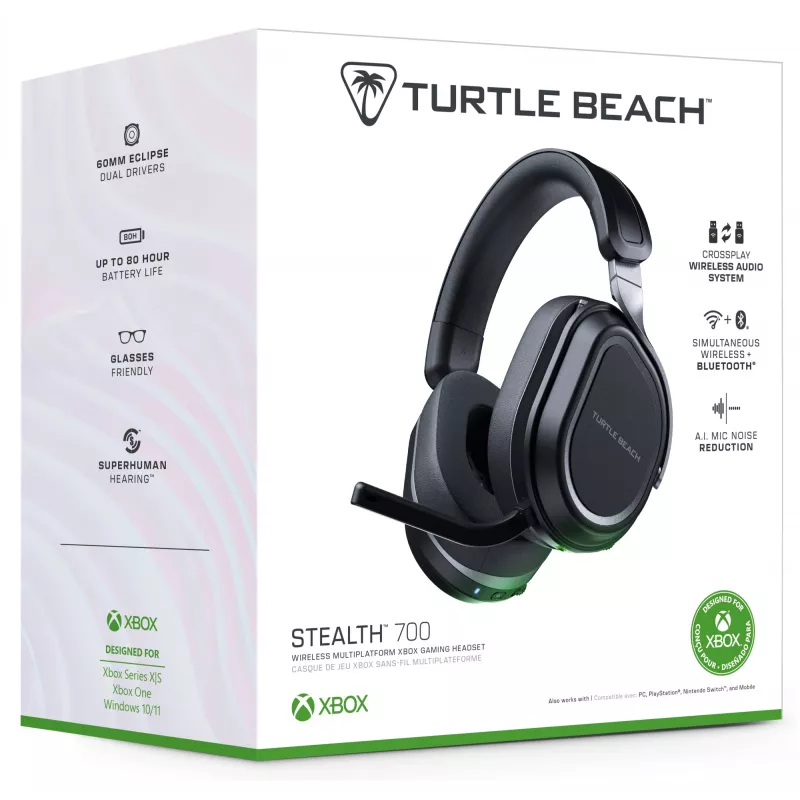 Turtle Beach Stealth 700 Schwarz Xbox Wireless Gaming Headset mit 80 Stunden Akku, Bluetooth, Dual-Transmittern und 60-mm-Lautsprechern für Xbox Series X oder S, Xbox One, PC und Mobilgeräte