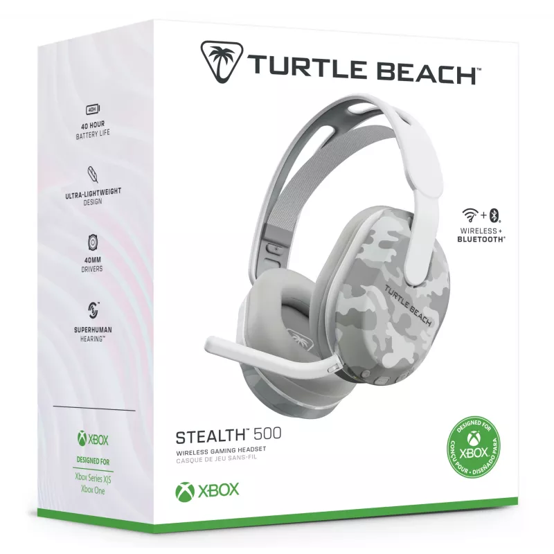 Turtle Beach Stealth 500 Arctic Camo Xbox Kabelloses Gaming-Headset mit bis zu 40 Std. Akkulaufzeit für Xbox Series X/S, Xbox One und funktioniert über Bluetooth, PC und Mobilgeräte